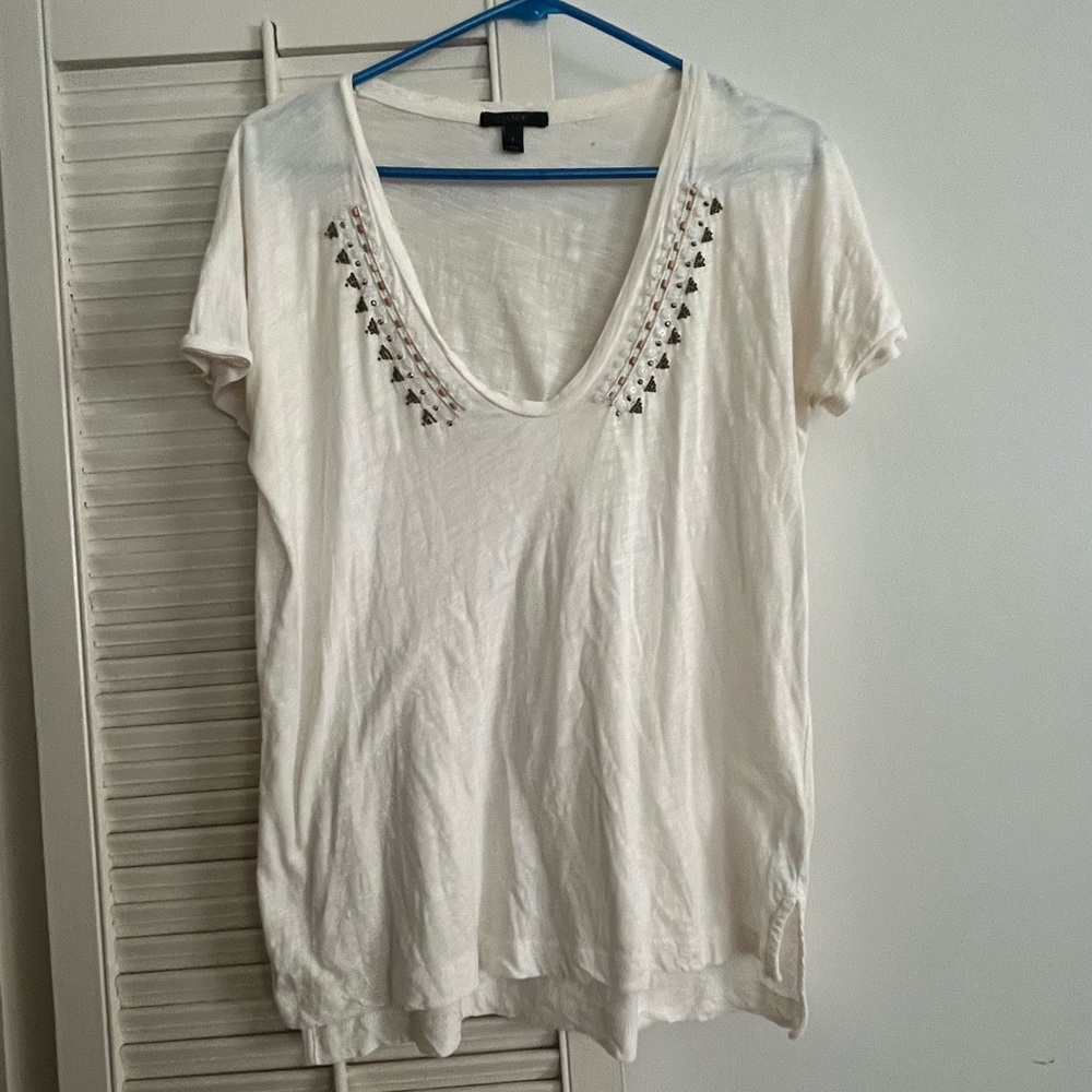 J.Crew Small Vneck beaded T-shirt